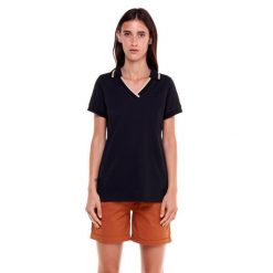 Koszulka polo na co dzień na siłownię. Czarne koszulki sportowe damskie LEONE 1947 APPAREL, bez wzorów, z bawełny, bez kołnierzyka, bez ramiączek, na fitness i siłownię. Za 124.20 zł.