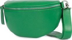 Vera Pelle Damska Skórzana Włoska Saszetka Nerka na pasek zielona B68. Zielone paski damskie Vera Pelle, bez wzorów. Za 129.99 zł.