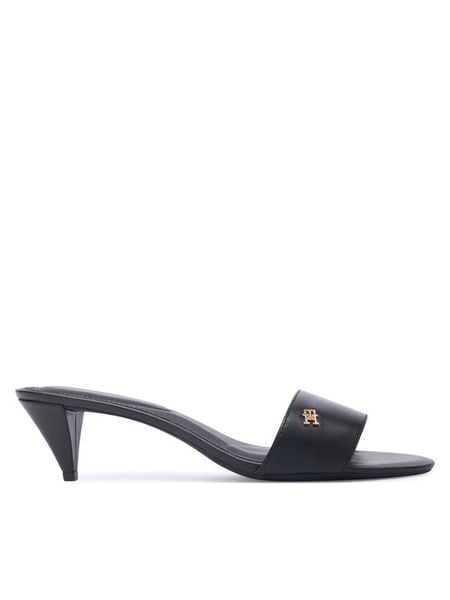 Tommy Hilfiger Klapki Th Mid Mule FW0FW09508 Czarny. Czarne klapki damskie Tommy Hilfiger, bez wzorów, ze skóry, bez obcasa. Za 348.99 zł.