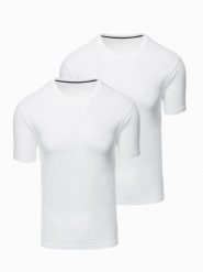 Zestaw męskich t-shirtów z okrągłym dekoltem - biała V4 Z101 - XXL. Białe t-shirty męskie Ombre Clothing, l, bez wzorów, z bawełny, bez kołnierzyka. W wyprzedaży za 89.99 zł.