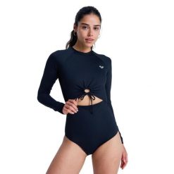 Długi rękaw Jednoczęściowy kostium kąpielowy dla Kobiety BEACH ESSENTIAL Czarny. Szare kostiumy jednoczęściowe damskie Roxy, xl, bez wzorów, z elastanu, sportowe. Za 339.99 zł.