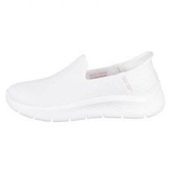 Buty do chodzenia damskie Skechers GO Walk Flex. Białe obuwie sportowe damskie Skechers, bez wzorów, z materiału, trekkingowe. Za 279.00 zł.