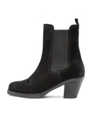 Simple Botki SL-36-02-000064 Czarny. Czarne botki damskie Simple, ze skóry, bez obcasa, na słupku, bez zapięcia. Za 479.99 zł.