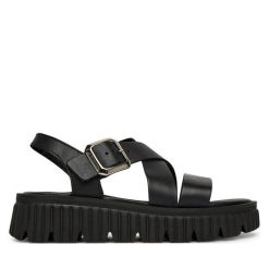 Sandały Tamaris. Brązowe sandały damskie Tamaris, bez wzorów, bez obcasa, na koturnie, bez zapięcia. Za 259.99 zł.