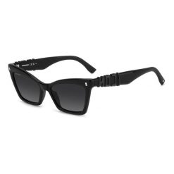 Okulary przeciwsłoneczne DSQUARED2 ICON 0026/S 807 dla kobiet, rozmiar 55 mm. Czarne okulary przeciwsłoneczne damskie Dsquared, motyl. Za 888.75 zł.