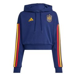 Bluza z kapturem Spain DNA. Niebieskie bluzy damskie Adidas, bez wzorów, z kapturem, do piłki nożnej. Za 259.00 zł.