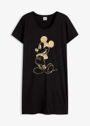 Koszula nocna z Myszką Miki Disneya. Czarne koszule nocne damskie bonprix, bez wzorów. Za 79.99 zł.