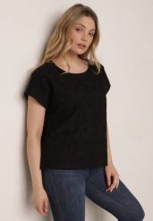 Czarna Bluzka Bawełniana z Ażurowymi Wycięciami Ryrlea. Czarne bluzki damskie Born2be, l, z aplikacjami, z bawełny, klasyczne, bez kołnierzyka, bez ramiączek. Za 69.99 zł.