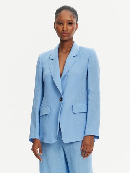 Marella Marynarka Orata 2515041082 Błękitny Regular Fit. Niebieskie żakiety damskie Marella, bez wzorów, ze lnu. Za 799.99 zł.