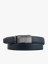 Granatowy pasek ze skóry licowej. Niebieskie paski damskie Brawo sp. z o.o., bez wzorów, z denimu, klasyczne. Za 129.99 zł.