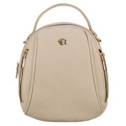 Mały plecak damski ze skóry ekologicznej w jasnobeżowym kolorze - Rovicky. Brązowe plecaki damskie ROVICKY, bez wzorów, ze skóry ekologicznej. Za 69.99 zł.