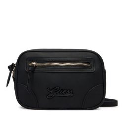 Torebka Guess. Czarne listonoszki damskie Guess, z aplikacjami, bez dodatków. Za 249.99 zł.