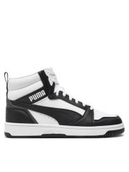 Puma Sneakersy Rebound v6 Mid Jr 393831 01 Biały. Białe buty sportowe chłopięce Puma, bez wzorów, ze skóry, bez zapięcia. Za 179.99 zł.