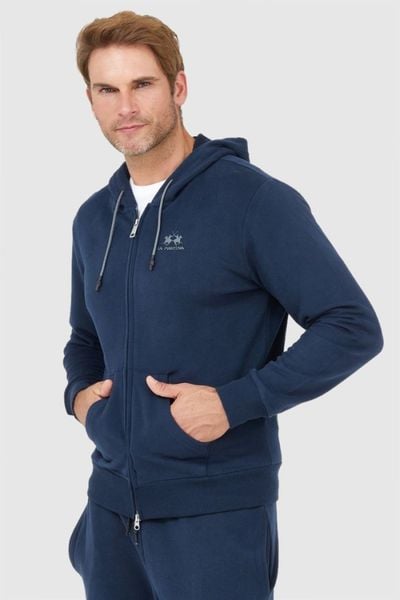 LA MARTINA Granatowa bluza męska na zamek z kapturem, Rozmiar XXL. Niebieskie bluzy męskie La Martina, l, bez wzorów, z kapturem. W wyprzedaży za 475.99 zł.