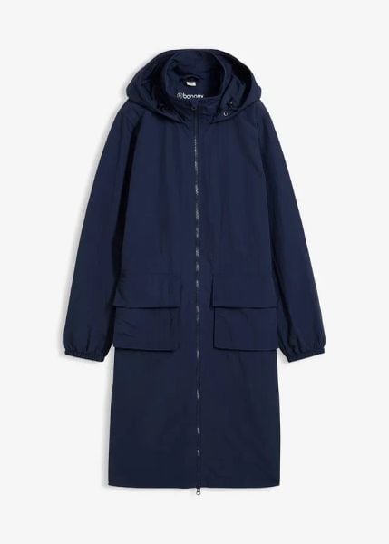 Lekka parka, hydrofobowa. Niebieskie kurtki damskie bonprix, bez wzorów, bez kaptura. Za 219.99 zł.