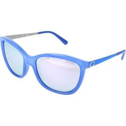 Męskie okulary przeciwsłoneczne w kolorze niebiesko-srebrnym. Niebieskie okulary przeciwsłoneczne męskie marki Guess. W wyprzedaży za 150.95 zł.