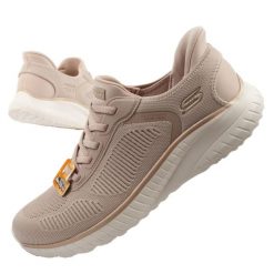 Buty sportowe damskie Skechers Bobs Squad Chaos SLIP-INS. Brązowe obuwie sportowe damskie Skechers, bez wzorów. Za 339.00 zł.