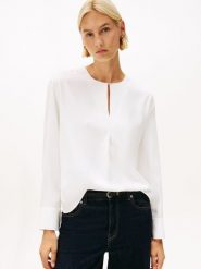 Tommy Hilfiger Bluzka Kobiety wiskoza biały, 36. Białe bluzki damskie Tommy Hilfiger, bez wzorów, z wiskozy, eleganckie, bez kołnierzyka, bez ramiączek. Za 329.95 zł.