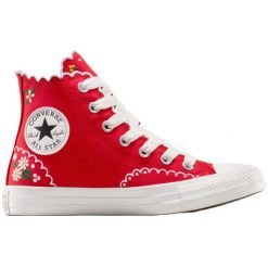 Buty sportowe Converse Chuck Taylor All Star Embroidered Flowers High Top. Czerwone obuwie sportowe damskie Converse, bez wzorów. Za 490.00 zł.