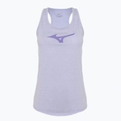 Koszulka do biegania damska Mizuno Core RB Tank. Fioletowe koszulki sportowe damskie Mizuno, l, bez wzorów, z materiału, bez kołnierzyka, bez ramiączek, do biegania. Za 79.99 zł.
