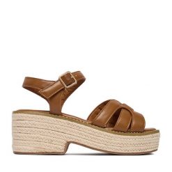 Espadryle JENNY. Brązowe sandały damskie Jenny, bez wzorów, bez obcasa, bez zapięcia. Za 129.99 zł.