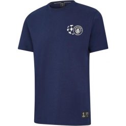 Koszulka Puma Manchester City UCL bespoke dark. Niebieskie koszulki sportowe męskie Puma, bez wzorów, z bawełny, bez kołnierzyka, bez ramiączek, do piłki nożnej. Za 89.00 zł.