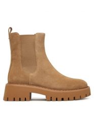 MICHAEL Michael Kors Sztyblety Asher Flat Bootie 40F5ASFE5S Beżowy. Brązowe botki damskie MICHAEL Michael Kors, ze skóry, bez obcasa, na płaskiej podeszwie, bez zapięcia. Za 879.99 zł.