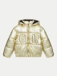 Guess Kurtka puchowa J4BL10 WEYO0 Złoty Regular Fit. Żółte kurtki i płaszcze dla dziewczynek Guess, z aplikacjami, z puchu, bez kaptura. Za 299.99 zł.