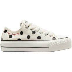 Buty sportowe Converse Chuck Taylor All Star Lift Platform Polka Dots. Brązowe obuwie sportowe damskie Converse, bez wzorów, z tkaniny. Za 490.00 zł.