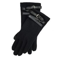 Rękawiczki LAUREN RALPH LAUREN. Czarne rękawiczki damskie Lauren Ralph Lauren, bez wzorów, z dzianiny. Za 594.99 zł.
