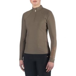 Damska techniczna koszulka polo do jazdy konnej z długim rękawem HORKA Luxury EP. Brązowe koszule damskie Horka, bez wzorów, z materiału, sportowe, bez kołnierzyka, bez ramiączek. Za 276.00 zł.