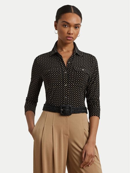 LAUREN RALPH LAUREN Koszula 200971090001 Czarny Slim Fit. Czarne bluzki damskie Lauren Ralph Lauren, xl, bez wzorów, z syntetyku, bez kołnierzyka, bez ramiączek. Za 629.99 zł.