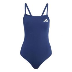 Jednoczęściowy kostium kąpielowy z plecami w kształcie V, cienkimi ramiączkami d. Białe kostiumy jednoczęściowe damskie Adidas, bez wzorów, z materiału, sportowe, na fitness i siłownię. Za 174.75 zł.