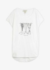 Lekki długi T-shirt z czystej bawełny organicznej. Białe t-shirty damskie bonprix, bez wzorów, z bawełny, bez kołnierzyka. Za 19.99 zł.
