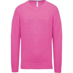 Sweter z dekoltem w serek Kariban Premium. Czerwone swetry przez głowę męskie KARIBAN, xl, bez wzorów, z bawełny, bez kołnierzyka. Za 122.50 zł.