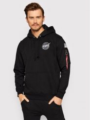 Alpha Industries Bluza Space Shuttle 178317 Czarny Regular Fit. Czarne bluzy męskie Alpha Industries, l, bez wzorów, z bawełny, bez kaptura. Za 249.99 zł.