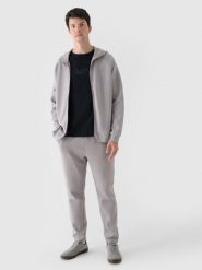 4F Spodnie dresowe męskie - szare M. Szare spodnie sportowe męskie 4f, l, bez wzorów, z bawełny. W wyprzedaży za 89.99 zł.