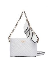 Guess Torebka Sally Mini HWQG99 21770 Biały. Białe listonoszki damskie Guess, z aplikacjami, ze skóry, bez dodatków. Za 549.99 zł.