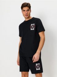 Piżama dwuczęściowa - czarny. Czarne piżamy męskie Sinsay, l, bez wzorów, z gumy, bez ramiączek, krótkie. Za 29.99 zł.