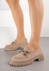 Ciemnobeżowe Mokasyny z Metaliczną Klamrą Tenelsse. Brązowe mokasyny damskie Born2be, z jeansu, eleganckie. Za 119.99 zł.