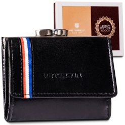 Portfel skórzany Peterson [D] PTN RD-25-GCL czarny. Czarne portfele damskie Peterson, bez wzorów. Za 51.99 zł.
