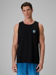 4F Koszulka bez rękawów regular z nadrukiem męska - czarna M. Czarne t-shirty męskie 4f, m, bez wzorów, z bawełny, bez kołnierzyka. Za 59.99 zł.