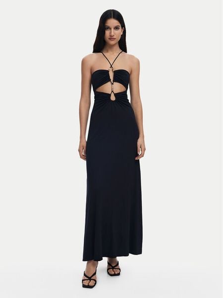 Desigual Sukienka letnia Montpellier 25SWVK55 Czarny Slim Fit. Czarne sukienki damskie Desigual, na lato, m, bez wzorów, z wiskozy, bez kołnierzyka, bez ramiączek. Za 529.99 zł.