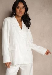 Biała Dwurzędowa Marynarka z Wiskozą i Usztywnianą Linią Ramion Ellirisa. Białe żakiety damskie Renee, l, bez wzorów, z jeansu, eleganckie. Za 149.99 zł.