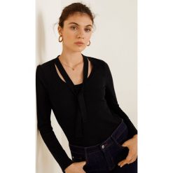 Mango - Bluzka Choc. Szare bluzki damskie Mango, z aplikacjami, z bawełny, casualowe. Za 79.90 zł.