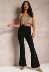 Czarne Spodnie Dzwony z Gumką w Talii Breylina. Czarne jeansy dla dziewczynek Renee, z jeansu, retro, z podwyższonym stanem. Za 89.99 zł.