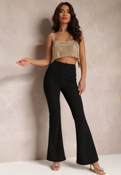 Czarne Spodnie Dzwony z Gumką w Talii Breylina. Czarne jeansy dla dziewczynek Renee, z jeansu, retro, z podwyższonym stanem. Za 89.99 zł.