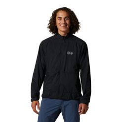 Kurtka turystyczna z pełnym zamkiem błyskawicznym Mountain Hardwear Kor Airshell. Czarne kurtki męskie Mountain Hardwear, s, bez wzorów, bez kaptura. Za 811.00 zł.