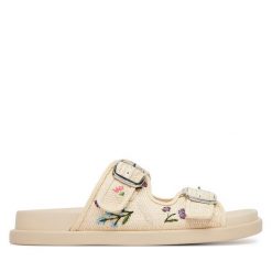 Klapki Aldo. Brązowe klapki damskie Aldo, bez wzorów, bez obcasa. Za 339.99 zł.