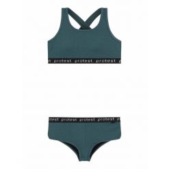 Dziewczęcy dwuczęściowy kostium kąpielowy Protest Prtbeau. Zielone stroje kąpielowe dla dziewczynek Protest, bez wzorów. Za 217.00 zł.